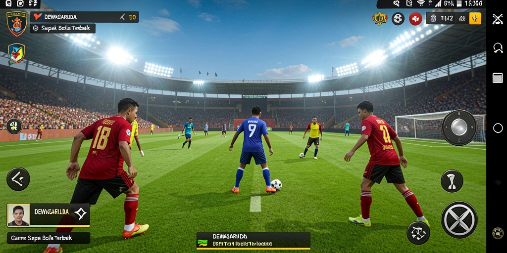 Tampilan gameplay seru DEWAGARUDA dalam pertandingan sepak bola.