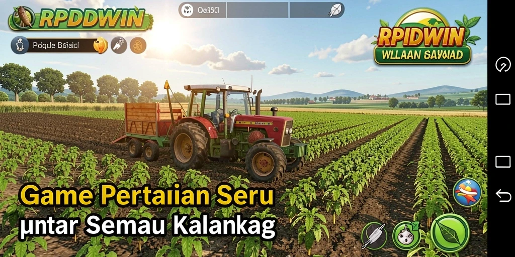 Tampilan gameplay RPIDWIN yang menampilkan aktivitas bertani yang menarik.
